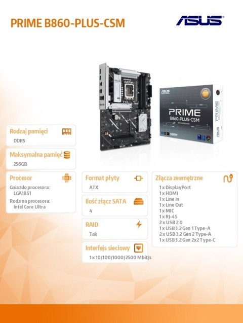 Asus Płyta główna PRIME B860-PLUS-CSM