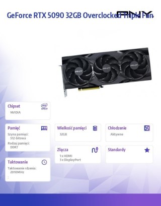 PNY Karta graficzna GeForce RTX 5090 OC 3F 32GB 512-bit 1792GB/s