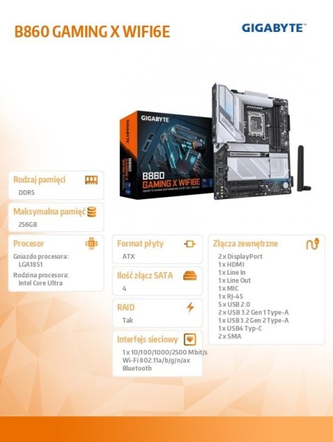 Gigabyte Płyta główna B860 GAMING X WIFI6E