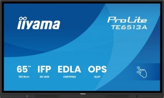 IIYAMA Monitor 65 cali TE6513A-B1AG INFRARED,40pkt,IPS,4K,7H,450cd/m2, WiFi,USB, ANDROID 14, Google EDLA,2x20W, UCHWYT CIENNY