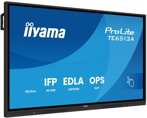 IIYAMA Monitor 65 cali TE6513A-B1AG INFRARED,40pkt,IPS,4K,7H,450cd/m2, WiFi,USB, ANDROID 14, Google EDLA,2x20W, UCHWYT CIENNY