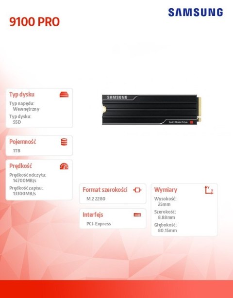 Samsung Dysk SSD9100PRO Heatsink NVMe MZ-VAP1T0CW