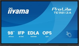 IIYAMA Monitor 98 cali TE9813A-B1AG INFRARED,40pkt,IPS,4K,7H,450cd/m2, WiFi,USB, ANDROID 14, Google EDLA,2x20W, UCHWYT CIENNY