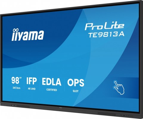 IIYAMA Monitor 98 cali TE9813A-B1AG INFRARED,40pkt,IPS,4K,7H,450cd/m2, WiFi,USB, ANDROID 14, Google EDLA,2x20W, UCHWYT CIENNY