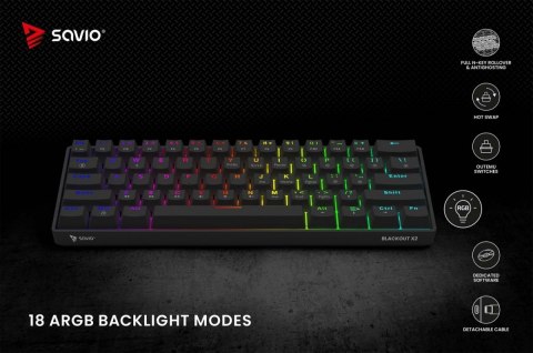 Savio Klawiatura mechaniczna BLACKOUT X2 OUTEMU Brown, Hot Swap