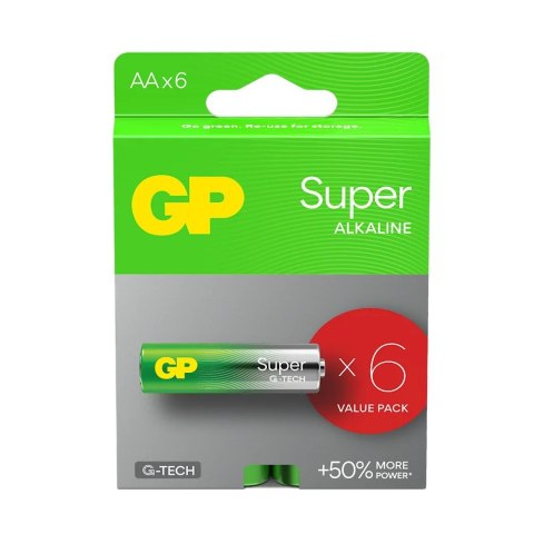 GP Battery Baterie alkaliczne LR6/AA SUPER 6 sztuk (G-TECH)