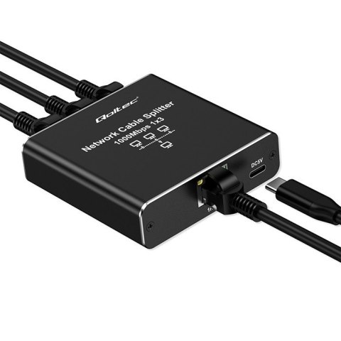 Qoltec Rozdzielacz Splitter Ethernet mini SWITCH 1x3 RJ45 | 1000Mb/s | USB-C | Aluminium