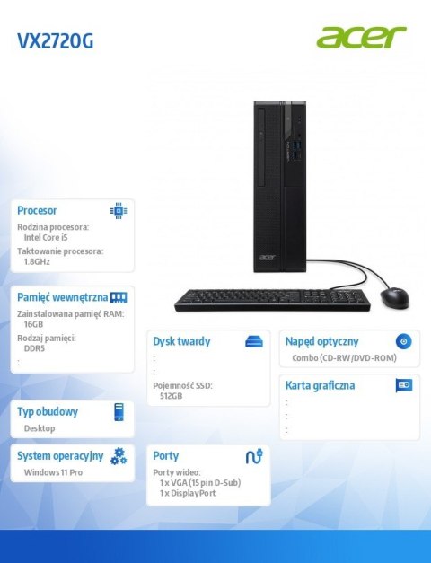 Acer Komputer PC VX2720G VERITON i5-14400U/16GB/512SD/11P