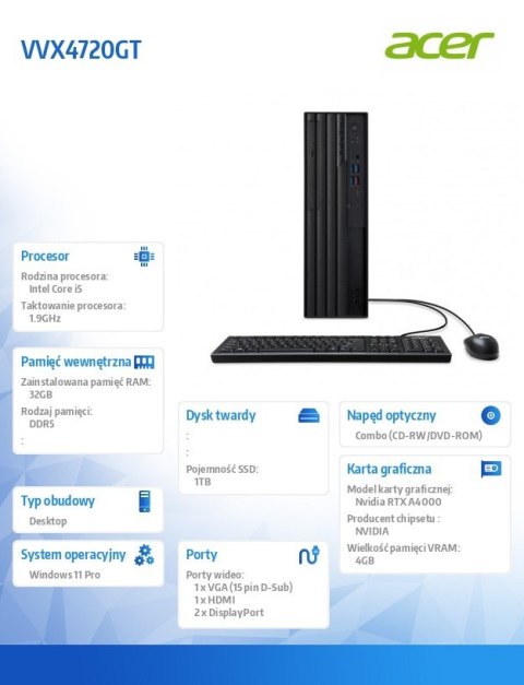 Acer Komputer PC VVX4720G VERITON i5-14500U/32/1TB/RTX/11P