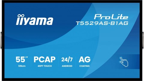 IIYAMA Monitor 55 cali T5529AS-B1AG VA,4K,HDMIx2,USB-C,RJ45,2x10W,WiFi, Android 14, Signal FailOver, Whiteboard, iiSignage2 (CMS), 