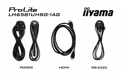 IIYAMA Monitor 65 cali LH6581UHSG-1AG 24/7,VA,ANDROID 14,4K, 2x10W, WiFi, UCHWYT ŚCIENNY, 2xHDMI, USB-C, RJ45, IR, 2xUSB, WHITE