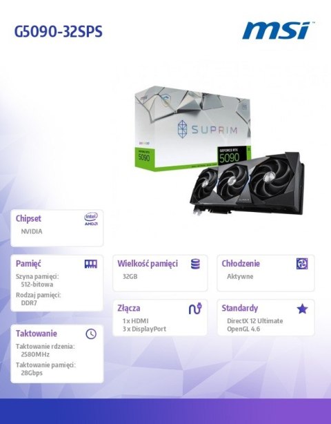 MSI Karta graficzna GeForce RTX 5090 32G SUPRIM SOC