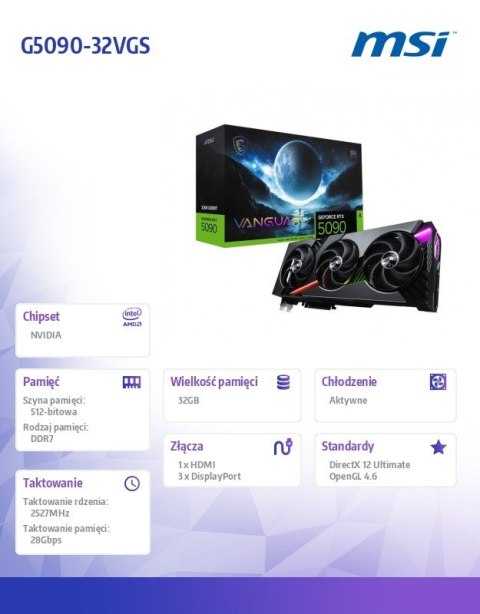 MSI Karta graficzna GeForce RTX 5090 32G VANGUARD SOC