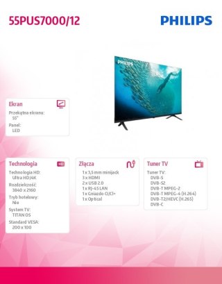Philips Telewizor LED 55 cali 55PUS7000/12