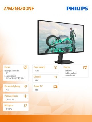 Philips Monitor 27M2N3200NF 27 cali IPS 144Hz HDMI DP