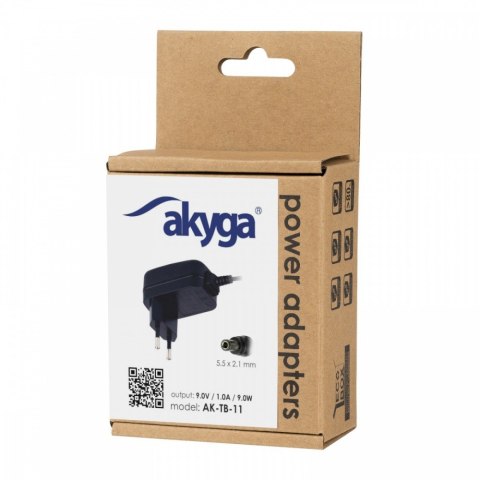 AKYGA Zasilacz 9V/1A 9W AK-TB-11 5.5X2.1MM Sieciowy uniwersalny