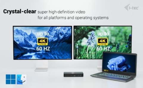 I-tec Stacja dokująca Universal Intelligent Dual Display Docking Station Power Delivery 100W