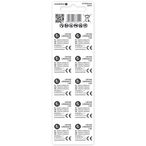 EverActive Baterie alkaliczne mini AG12/G12/LR1142/LR43 blister 10 szt.