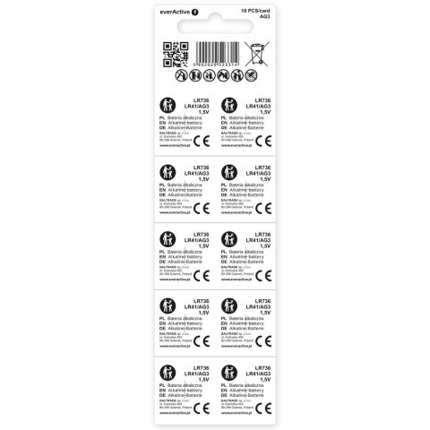 EverActive Baterie alkaliczne mini AG3/G3/LR736/LR41 blister 10 szt.