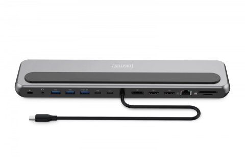 Digitus Stacja dokująca USB-C 12 portowa, max. 8K/30Hz z HDR, HDMI, DP, max. 3 monitory (MST), USB-C 3.2 Gen2, Gigabit Ethernet, SD/Micr
