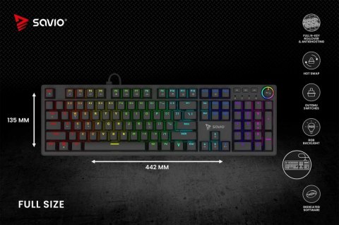 Savio Klawiatura mechaniczna STYX Outemu Blue Hot Swap RGB
