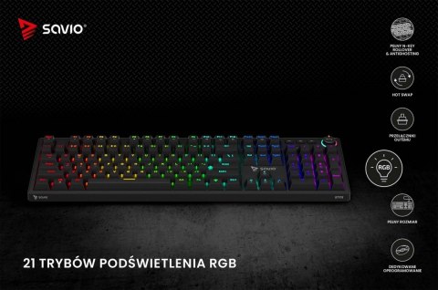 Savio Klawiatura mechaniczna STYX Outemu Peach Silent Hot Swap RGB