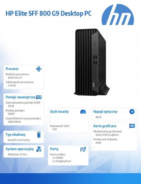 HP Inc. Komputer Elite 800 SFF G9 i7-14700 1TB/32GB/W11P C61RGET