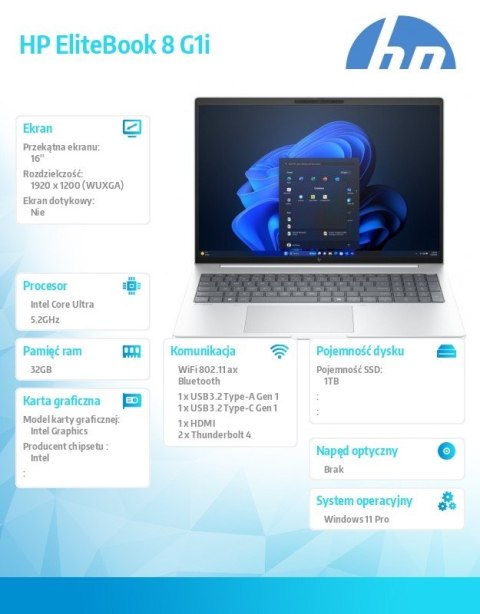 HP Inc. Laptop EliteBook 8 G1i U7-255U 1TB/32GB/W11P/16cali C51LZET