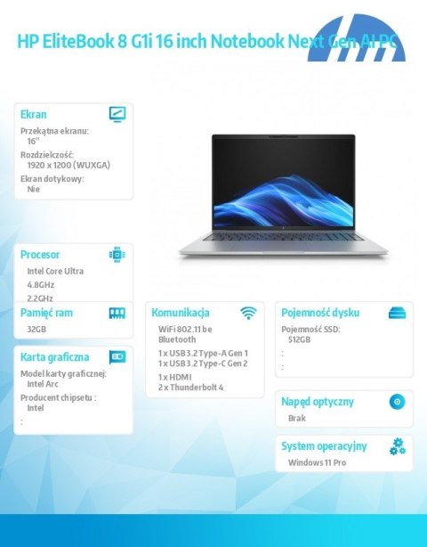 HP Inc. Laptop EliteBook 8 G1i U7-258V 512GB/32GB/W11P/16.0 C51MJET