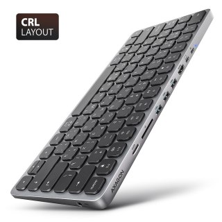 AXAGON Klawiatura HMC-KB-CRL USB-C 5Gbps z wieloportowy hub 9in1, SD/microSD, 3x USB-A, HDMI 4K/60Hz, PD 100W, Audio, Cyrillic layout, 