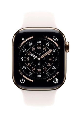 Apple Watch Series 11 GPS + Cellular koperta 46 mm z tytanu w kolorze złotym, pasek sportowy w kolorze łagodnego różu - rozmiar S/M