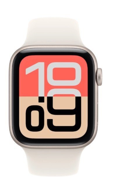 Apple Watch SE 3 GPS+Cellular koperta 44 mm z aluminium w kolorze księżycowej poświaty, pasek sportowy w kolorze księżycowej poświaty 