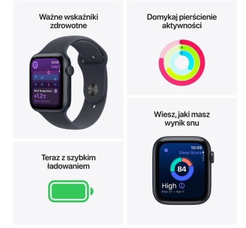 Apple Watch SE 3 GPS+Cellular koperta 44 mm z aluminium w kolorze północy, pasek sportowy w kolorze północy - rozmiar S/M