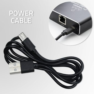 Qoltec Rozdzielacz splitter Ethernet mini SWITCH 1x4 RJ45 | 1000Mb/s | USB-C | Aluminium