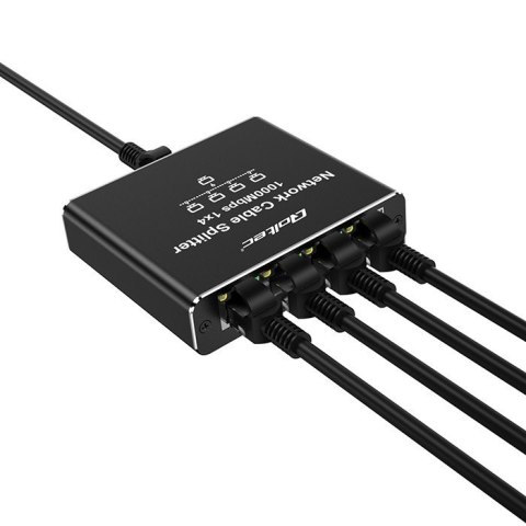 Qoltec Rozdzielacz splitter Ethernet mini SWITCH 1x4 RJ45 | 1000Mb/s | USB-C | Aluminium