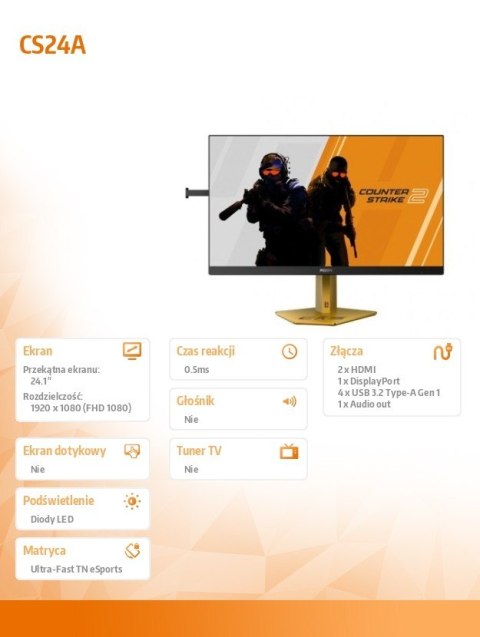 AOC Monitor CS24A 24.1 cala 600Hz Ultra-Fast TN eSports