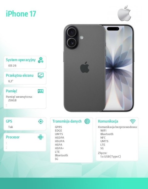 Apple IPhone 17 256GB Czarny