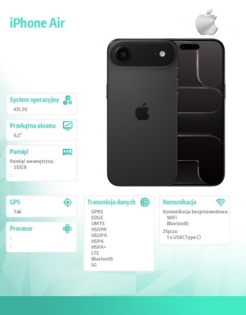 Apple IPhone Air - gwiezdna czerń 512GB