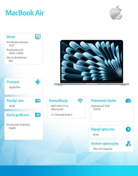 Apple MacBook Air 13 /10C GPU/24GB /512GB Błękitny