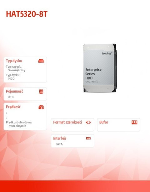 Synology Dysk HDD 8TB SATA 7.2k 3.5 HAT5320-8T 5Y