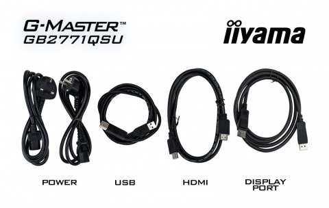 IIYAMA Monitor 27 cali GB2771QSU-B1 QHD,Fast IPS,200Hz,HAS (150) PIVOT,2xUSB 3.2,2xUSB C,0,5ms,2xHDMI,DP,350cd,Adaptive G-SYNC 2560x144