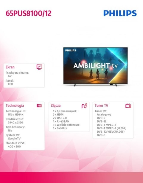 Philips Telewizor LED 65 cali 65PUS8100/12