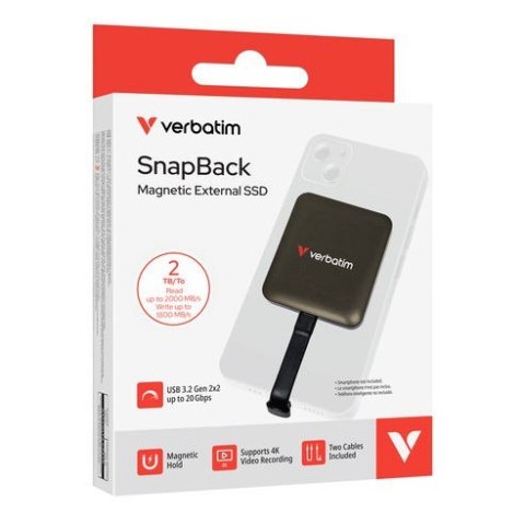Verbatim SnapBack Magnetic Dysk SSD 2000GB MagSave 2TB Mocha Metalic Apple ProRes 4K 60kl/s