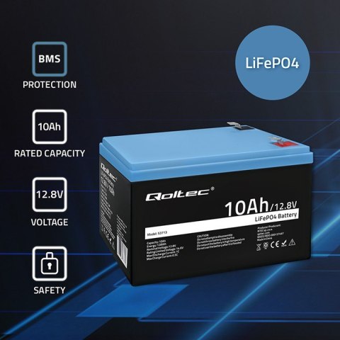 Qoltec Akumulator LiFePO4 | 12.8V | 10Ah | 128Wh | BMS