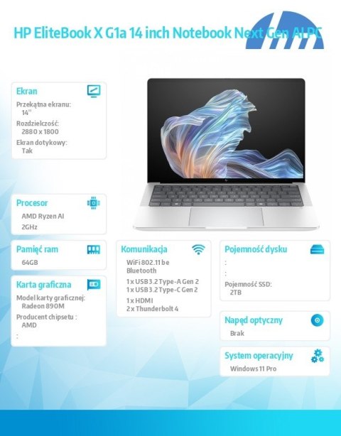 HP Inc. Laptop EliteBook X G1a AI9HXP375 2TB/64GB/W11P/14.0 B9ZW9ET