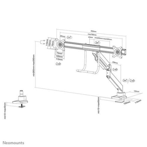 Neomounts Uchwyt biurkowy na 2 LCD NM-D775DXWHITE