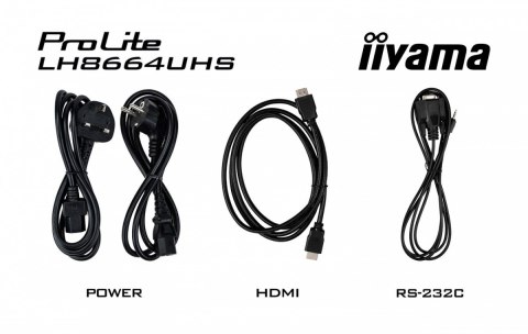 IIYAMA Monitor 86 cali LH8664UHS-B3AG 24/7,IPS,ANDROID 14,4K,2xHDMI,RJ45, 2xUSB,WiF,iUSB-C(DP-Alt),2x16W, iiSignage? (CMS), iiContro