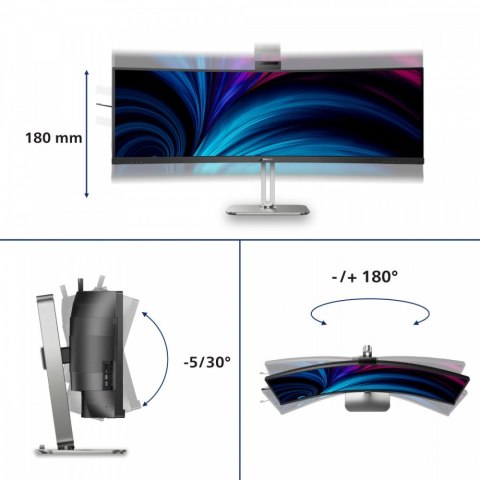 Philips Monitor wielkoformatowy 48.8 cala 49B2U6903CH VA HDMIx2 DP RJ45 HAS Thunderbolt 4