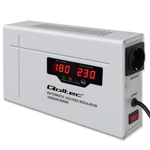 Qoltec Automatyczny stabilizator napięcia AVR 1000VA 3% | Compact | Toroidalny transformator