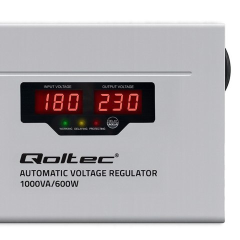 Qoltec Automatyczny stabilizator napięcia AVR 1000VA 3% | Compact | Toroidalny transformator